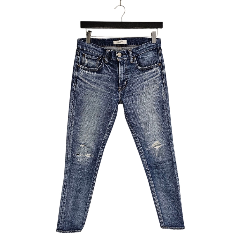 Moussy‎ Vintage Mid Rise Distressed Blue Skinny Jeans 26 Preowned